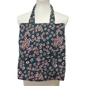 Old Navy Red Center Daisy Flower Double Handle 100% Cotton Lined Tote Bag